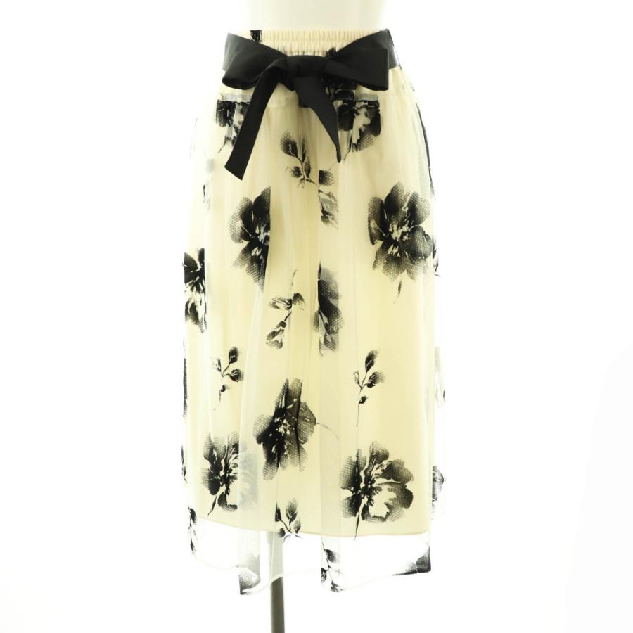 エムズグレイシー M'S GRACY フロッキー加工 チュールスカート ロング