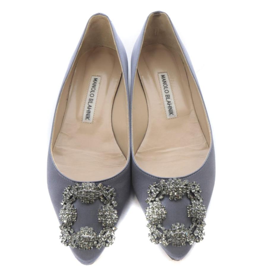 マノロブラニク MANOLO BLAHNIK ハンギシ サテン フラットパンプス