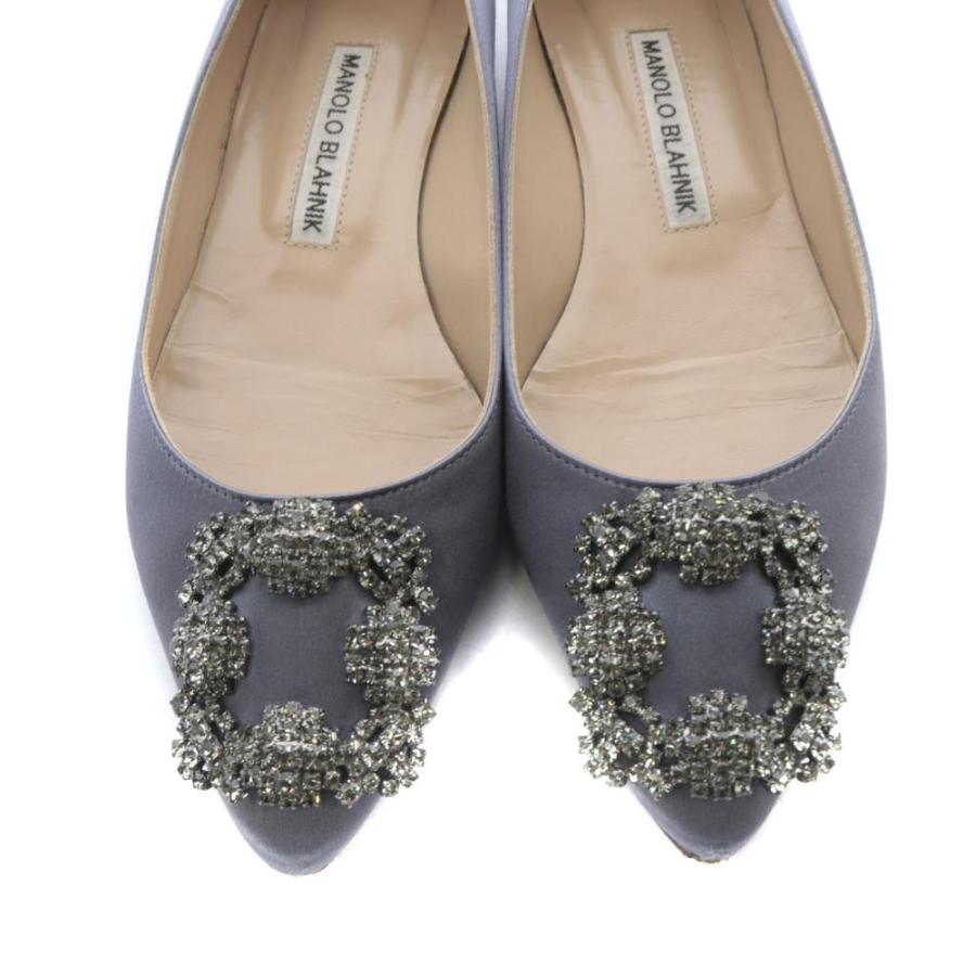 マノロブラニク MANOLO BLAHNIK ハンギシ サテン フラットパンプス