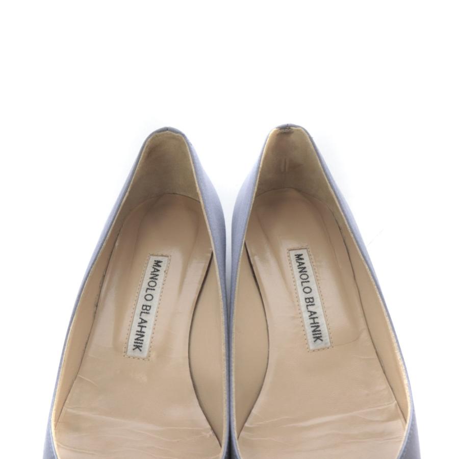 マノロブラニク MANOLO BLAHNIK ハンギシ サテン フラットパンプス