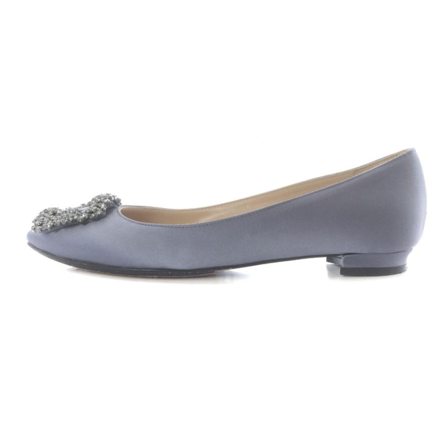 マノロブラニク MANOLO BLAHNIK ハンギシ サテン フラットパンプス