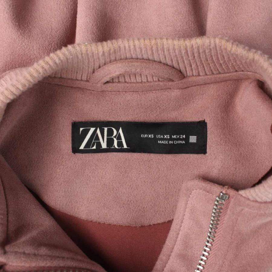 ZARA（ザラ） ジップ ジャケット フェイクスエード ブルゾン XS ピンク