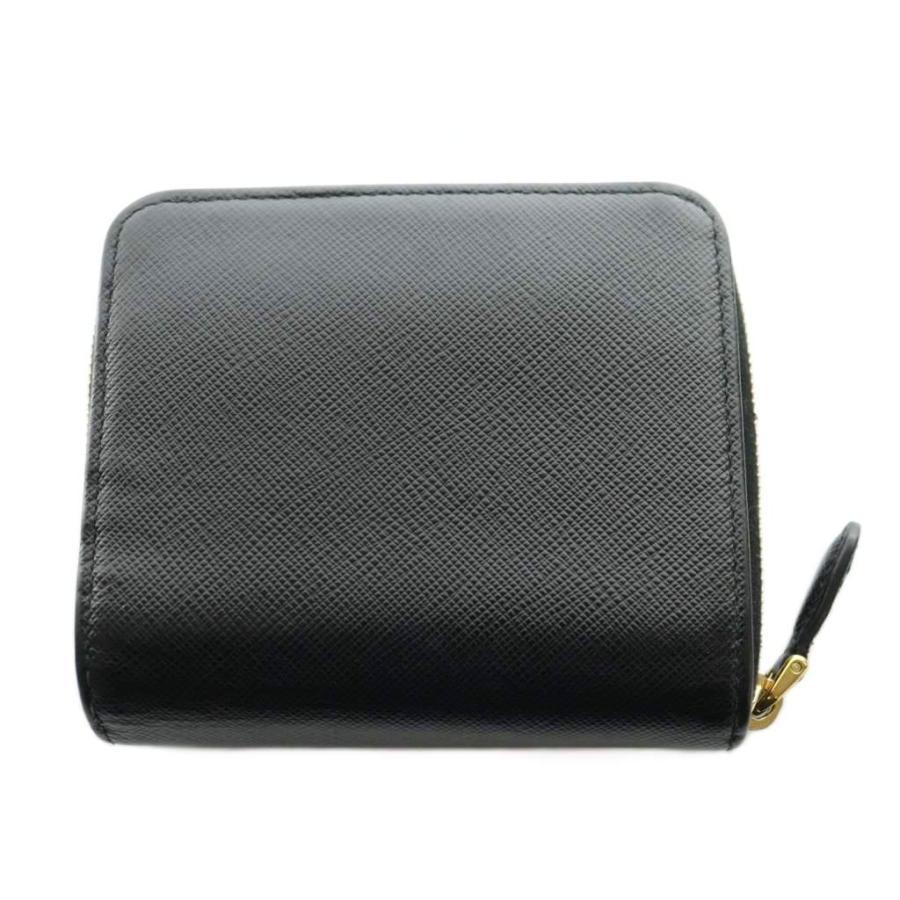 PRADA 黒 二つ折り財布 レザー　プラダ　コンパクト　ウォレット　小銭入れ付 PRADA（プラダ） 二つ折り財布 コンパクトウォレット レザー 黒