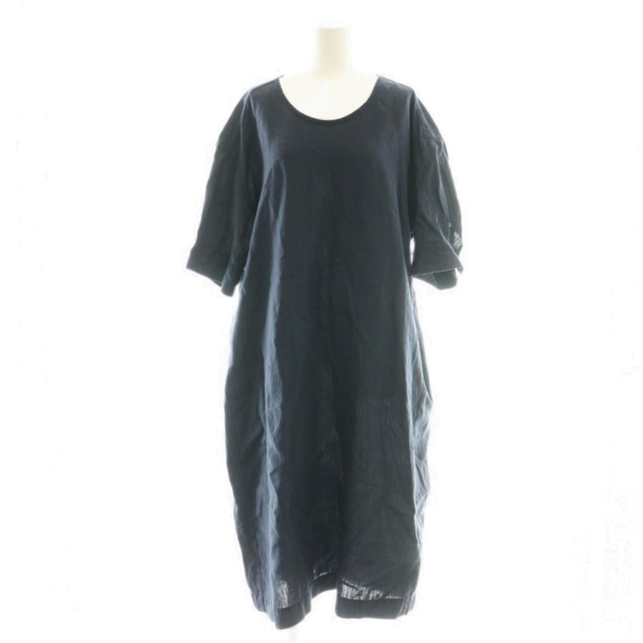 ホームスパン homspun リネンバイオ半袖OP ワンピース ロング S