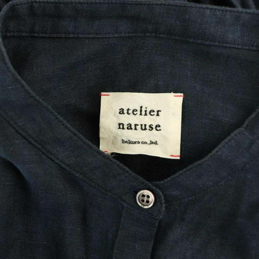 atelier naruse アトリエナルセリネン長袖シャツ ピンク atelier naruse アトリエナルセ / フレンチリネンミニギンガム バンド
