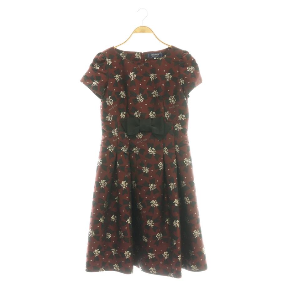 エムズグレイシー M'S GRACY フラワーリボンモチーフワンピース ひざ丈