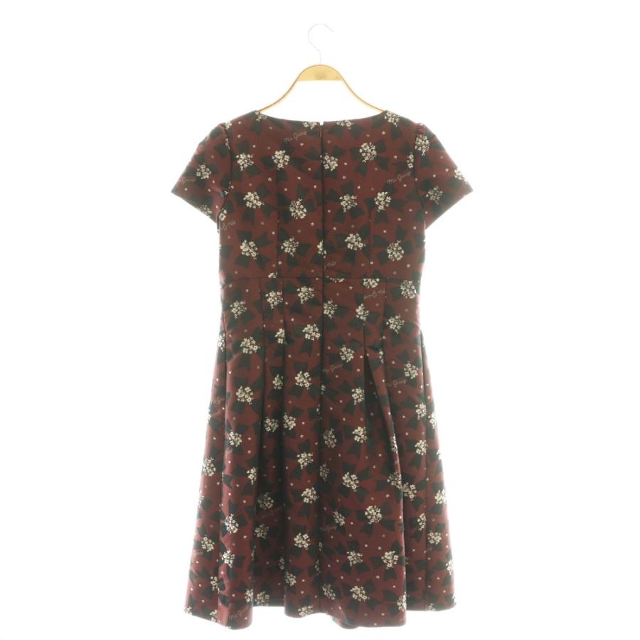 エムズグレイシー M'S GRACY フラワーリボンモチーフワンピース ひざ丈