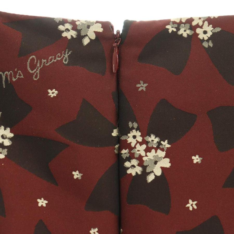 エムズグレイシー M'S GRACY フラワーリボンモチーフワンピース ひざ丈