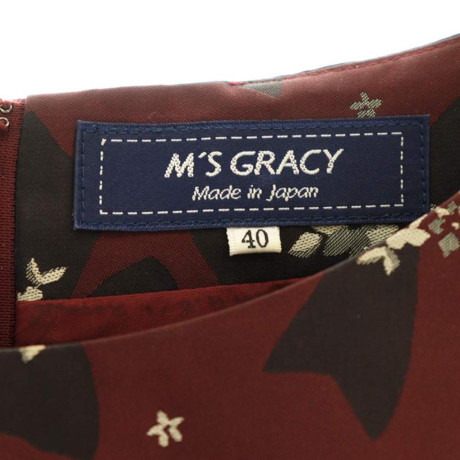 エムズグレイシー M'S GRACY フラワーリボンモチーフワンピース ひざ丈