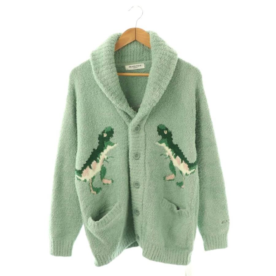 未使用品 ジェラートピケオム パウダーダイナソーカーディガン ニット