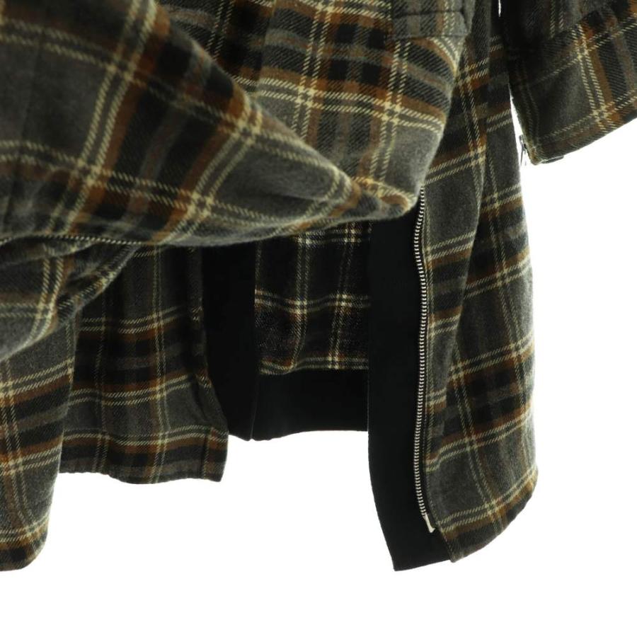 サカイ sacai コットン×ウールチェック柄コート ロング 3 マルチカラー