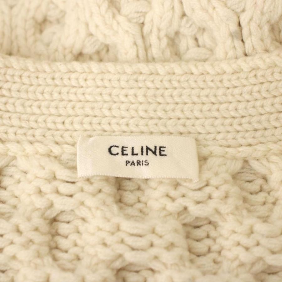 セリーヌ CELINE by Hedi Slimane 2A551374D ウール×カシミヤ ケーブル カーディガン ニット 長袖 S アイボリー /NR ■OS レディースの画像