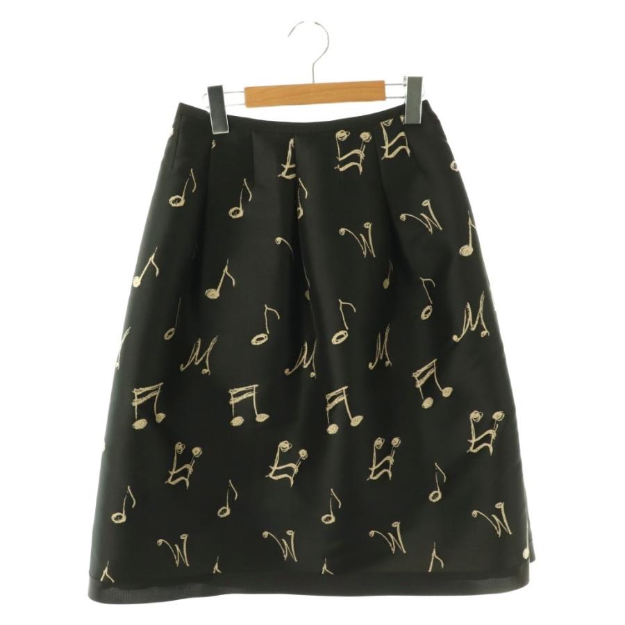 エムズグレイシー M'S GRACY 音符 フレアスカート 台形 38 ブラック