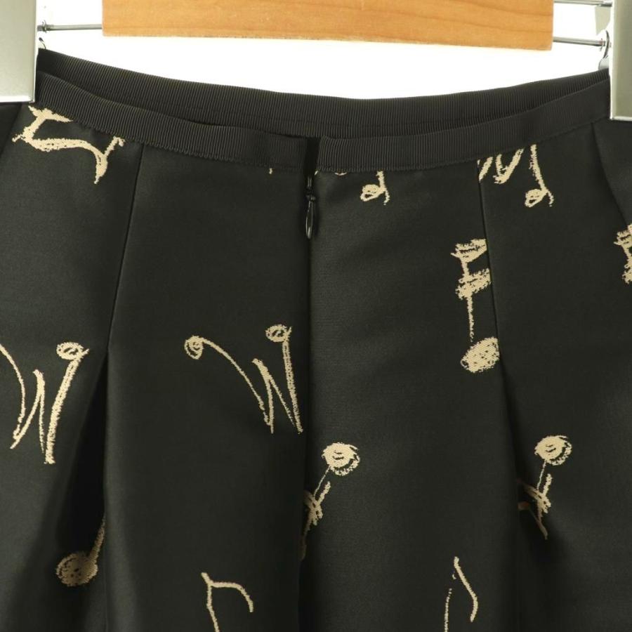 エムズグレイシー38音符柄ブラックフレアスカート エムズグレイシー M'S GRACY 音符 フレアスカート 台形 38 ブラック