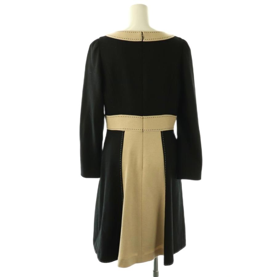 エムズグレイシー M'S GRACY ウール混 バイカラー リボン ワンピース