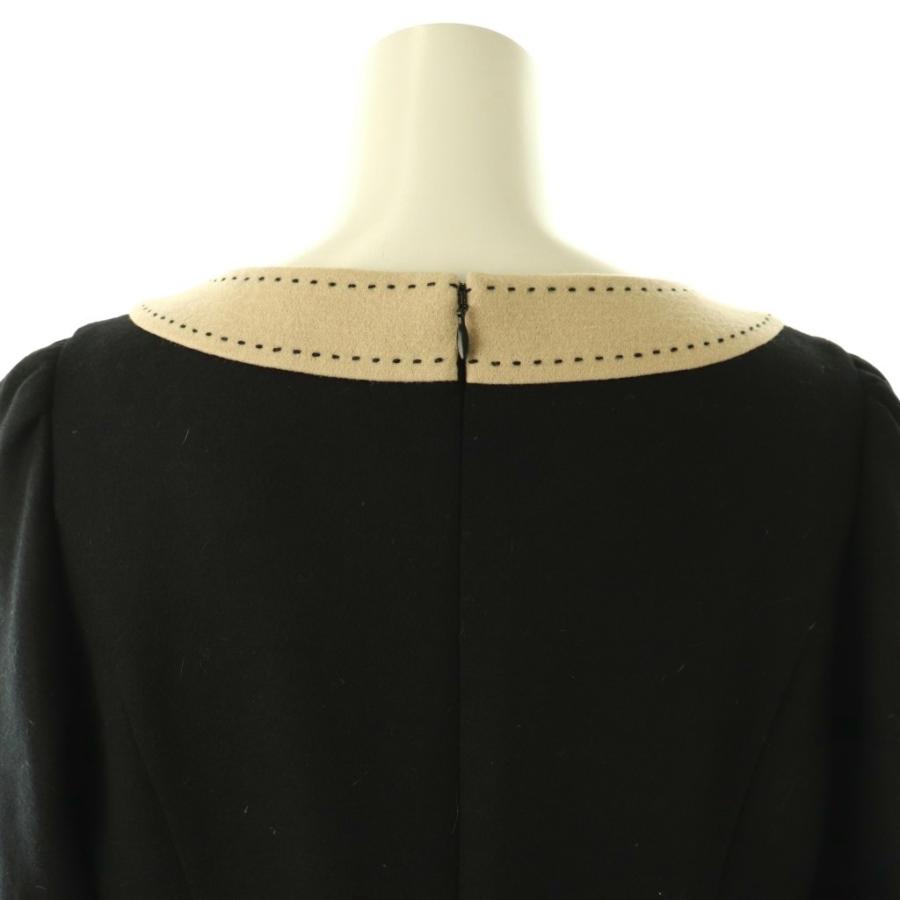 エムズグレイシー M'S GRACY ウール混 バイカラー リボン ワンピース