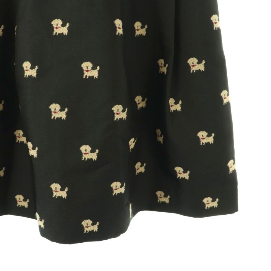 エムズグレイシー M'S GRACY 犬刺繍 フレアスカート 40 ブラック