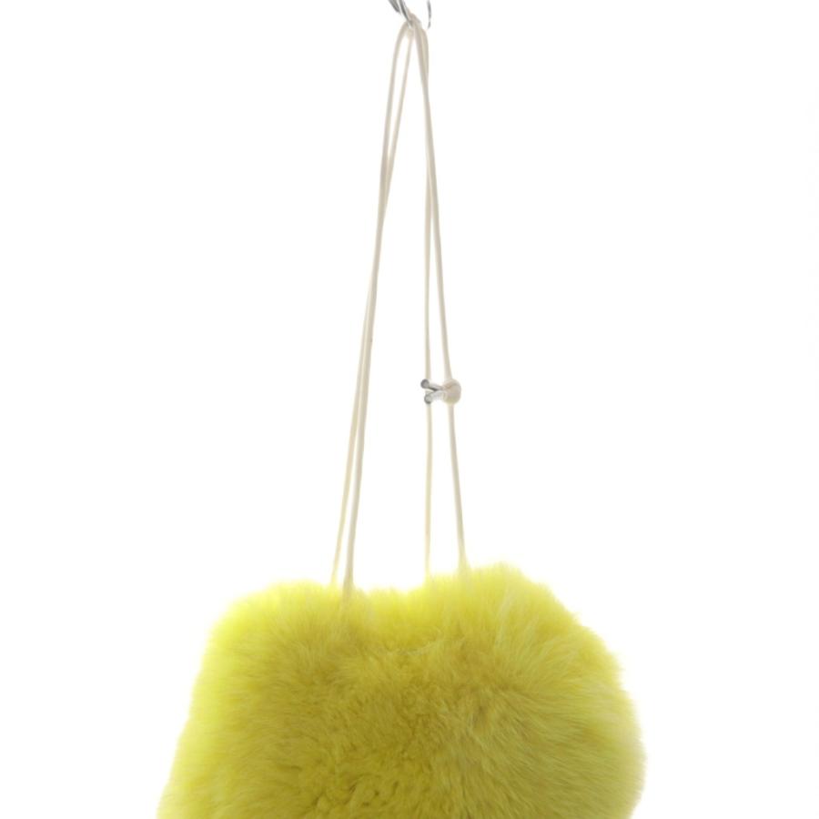 定価7.4★超美品 ラドロー ファーワンショルダーハンドバッグ　黄色　ベージュ ラドロー LUDLOW ファー巾着バッグ ショルダーバッグ 黄色 イエロー