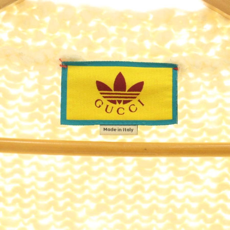 グッチ GUCCI ×adidas ロゴ カーディガン ニット Vネック XS アイボリー 黒 黄色 713001 /CX ■OS メンズ_4