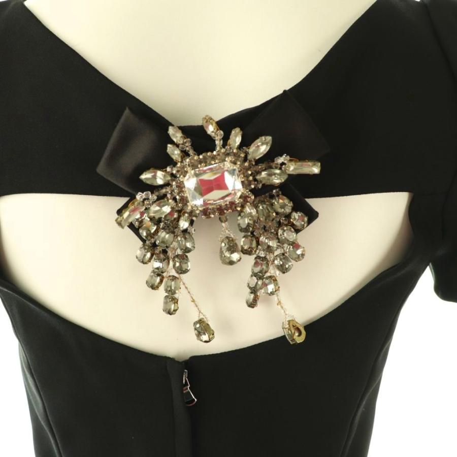 ドルチェ&ガッバーナ ドルガバ DOLCE&GABBANA F6UF1Z ビジューモチーフ ショートスリーブドレス ワンピース 膝丈 半袖 38 ブラック /HK ■O_3