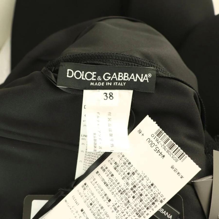ドルチェ&ガッバーナ ドルガバ DOLCE&GABBANA F6UF1Z ビジューモチーフ ショートスリーブドレス ワンピース 膝丈 半袖 38 ブラック /HK ■O_7