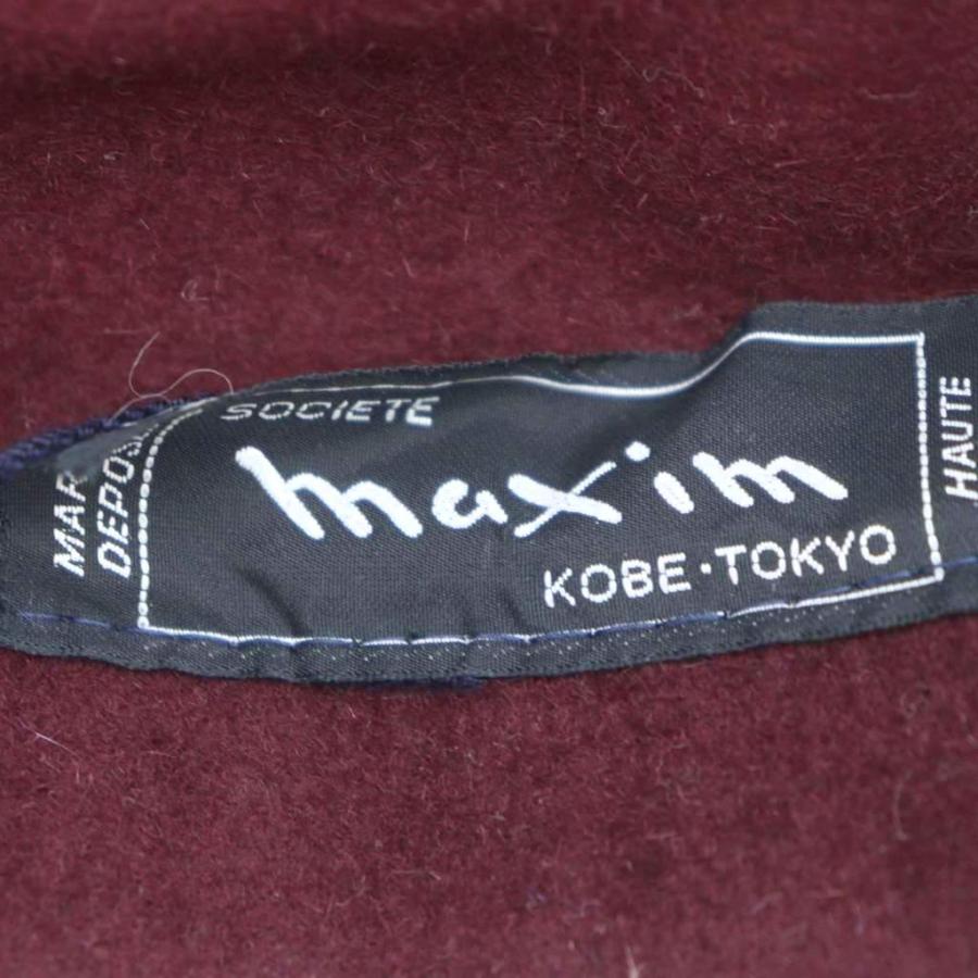 マキシン MAXIM 帽子 ベレー帽 ワインレッド リボン飾り ウール /RI