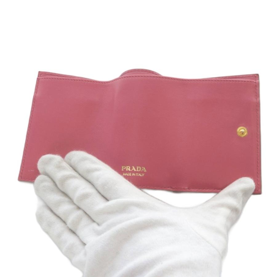 PRADA（プラダ） 財布 三つ折り レザー バイカラー ベージュ ピンク
