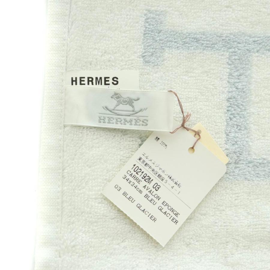 新品」HERMES ライトブルー ストライプ ハンカチ 【公式通販】