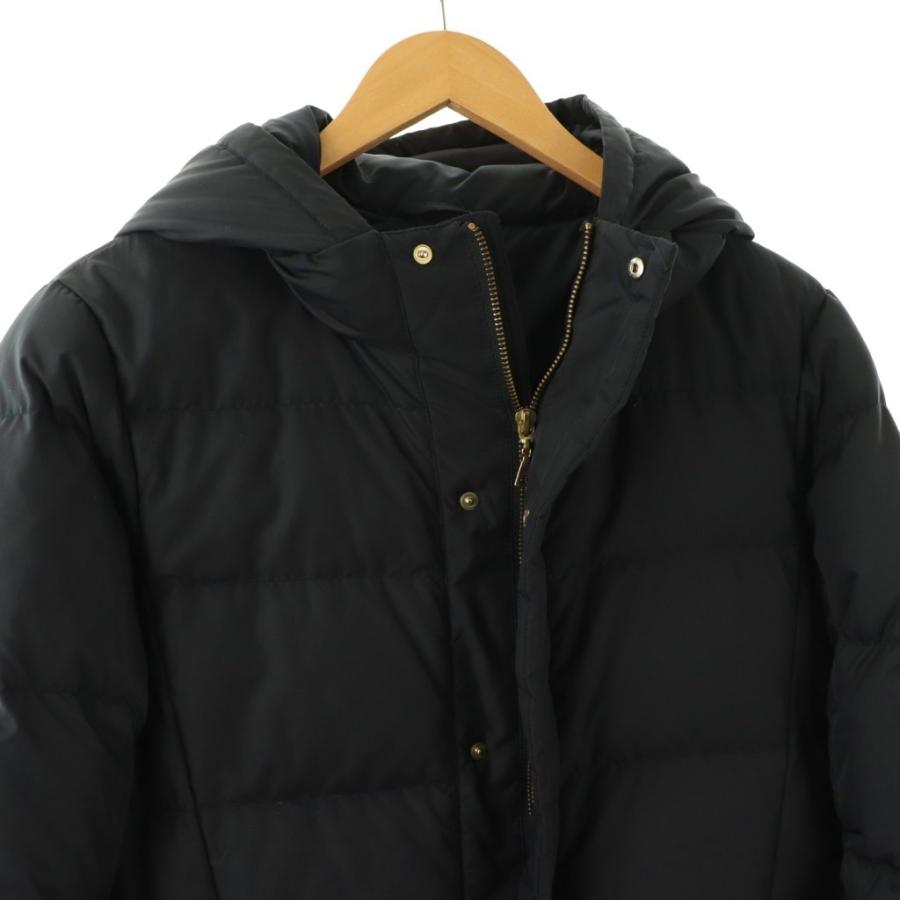 ジムフレックス　 フード付ロングダウンコート　ネイビー 美品 ジムフレックス Gymphlex フード付きダウンコート ジップアップ 12