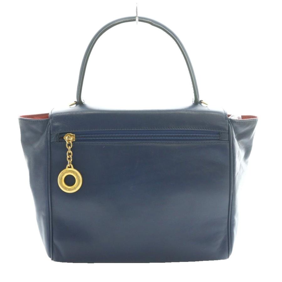 CELINE（セリーヌ） サークルロゴ ハンドバッグ レザー 紺