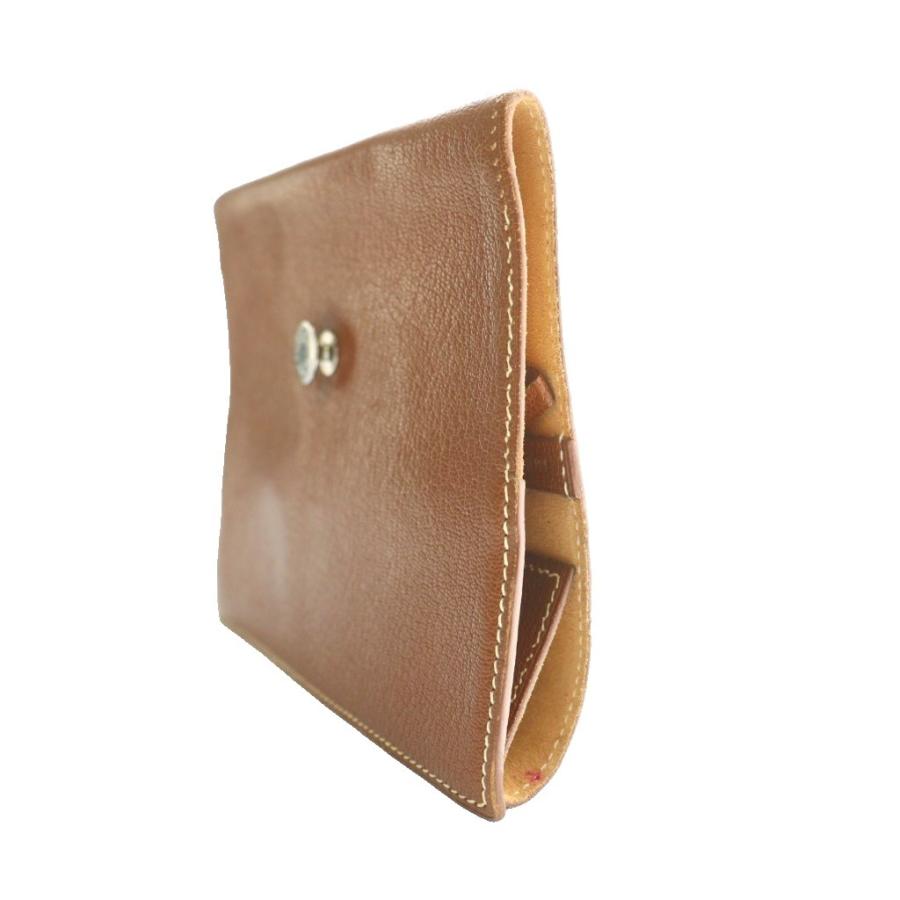HERMES（エルメス） セリエボタン付きレザーブックカバー □H刻印 茶