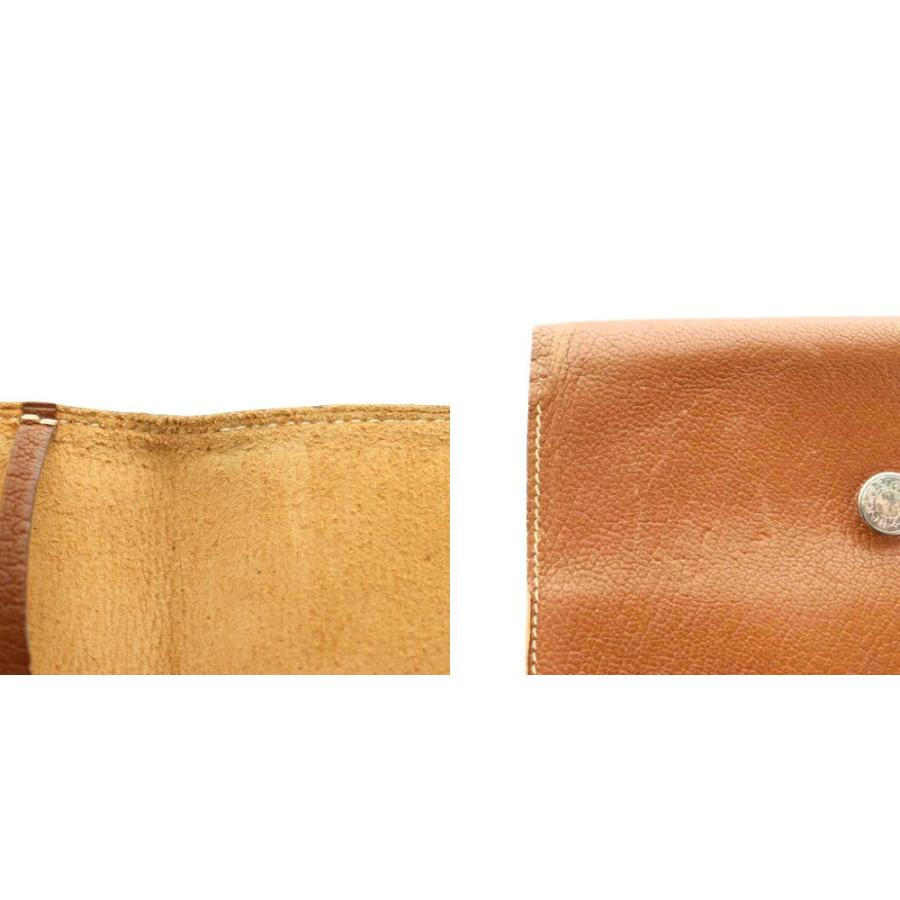 HERMES（エルメス） セリエボタン付きレザーブックカバー □H刻印 茶