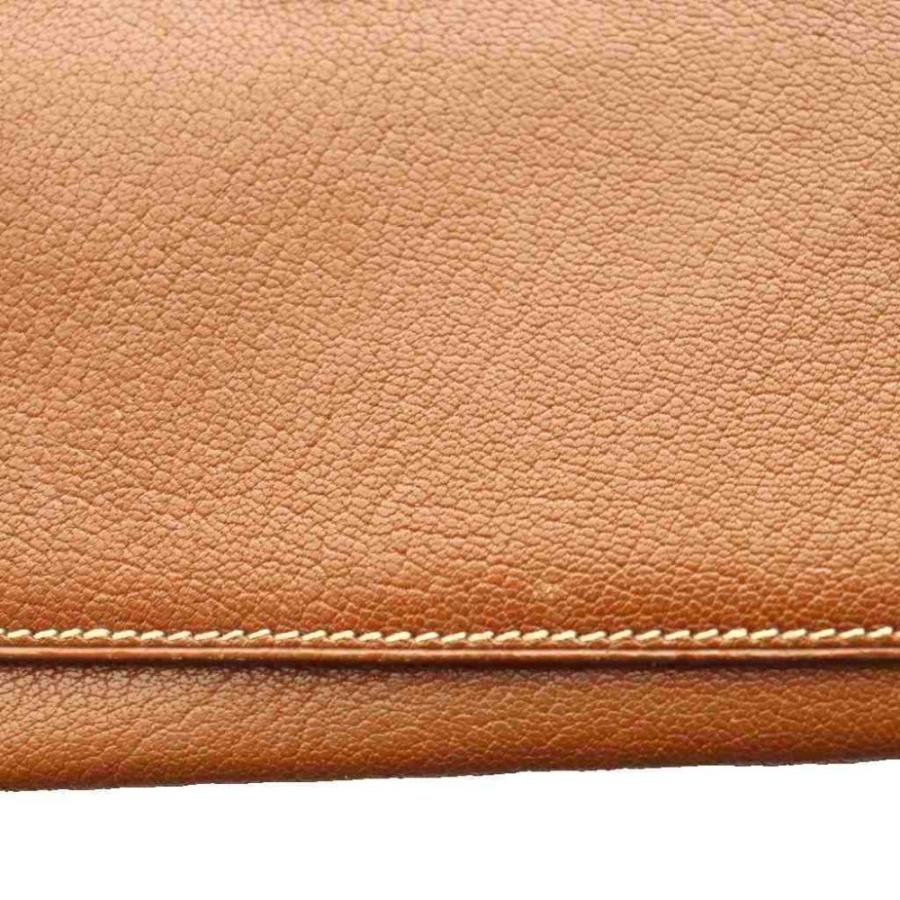 HERMES（エルメス） セリエボタン付きレザーブックカバー □H刻印 茶