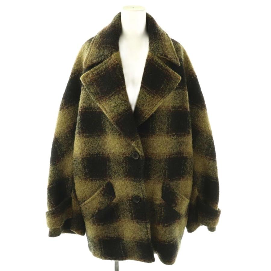 ZARA（ザラ） ZARA 25AW チェック柄ウール混コート M 緑 グリーン 黒 