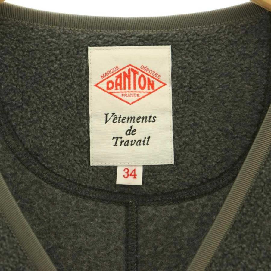 ダントン DANTON フリースジャケット ノーカラージャケット 34 グレー