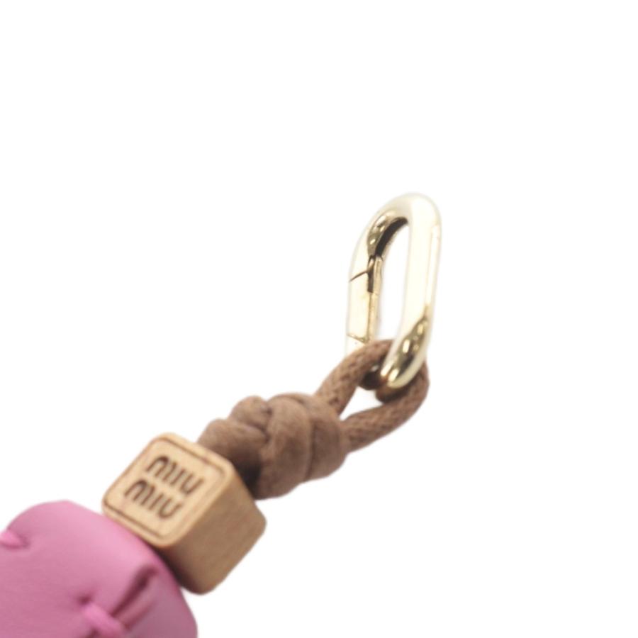 miu miu（ミュウミュウ） レザー マイクロトリック チャーム ピンク