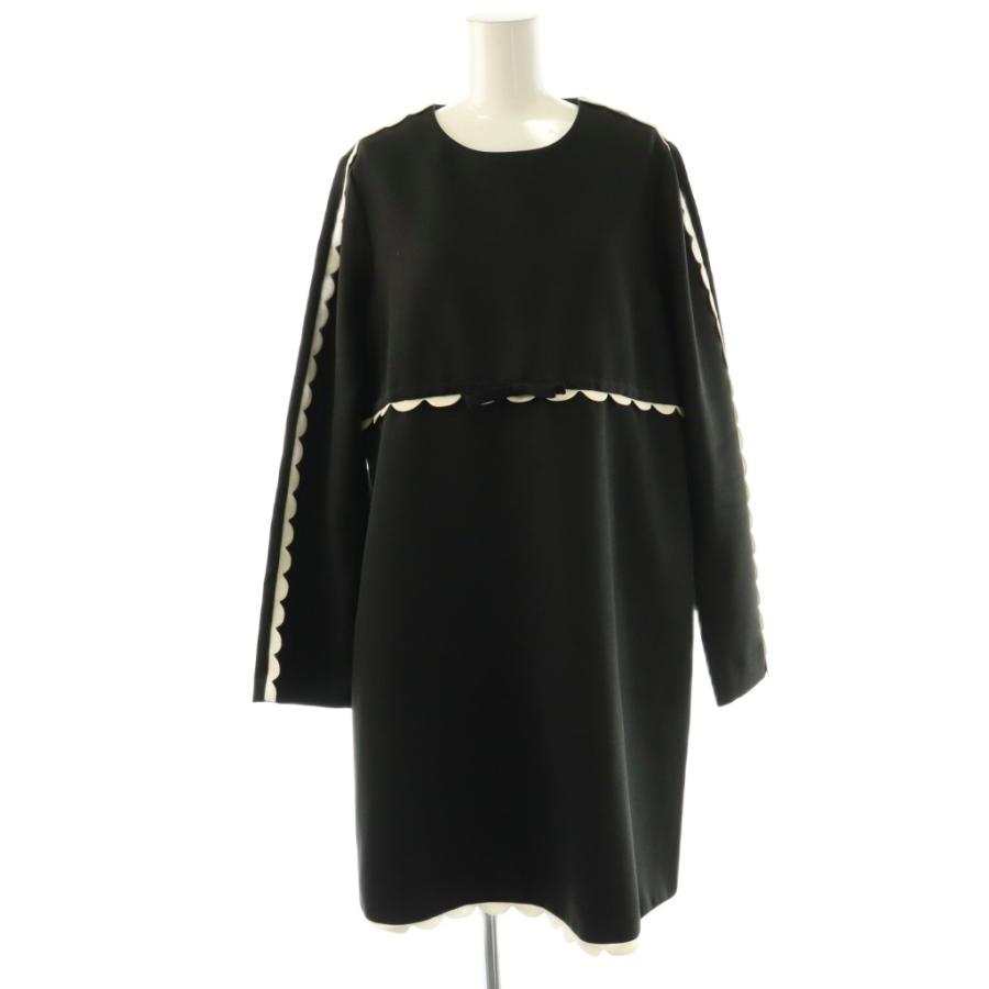 希少☆レッドヴァレンティノ スカラップ ワンピース ブラック レッド ヴァレンティノ RED VALENTINO スカラップデザイン ワンピース