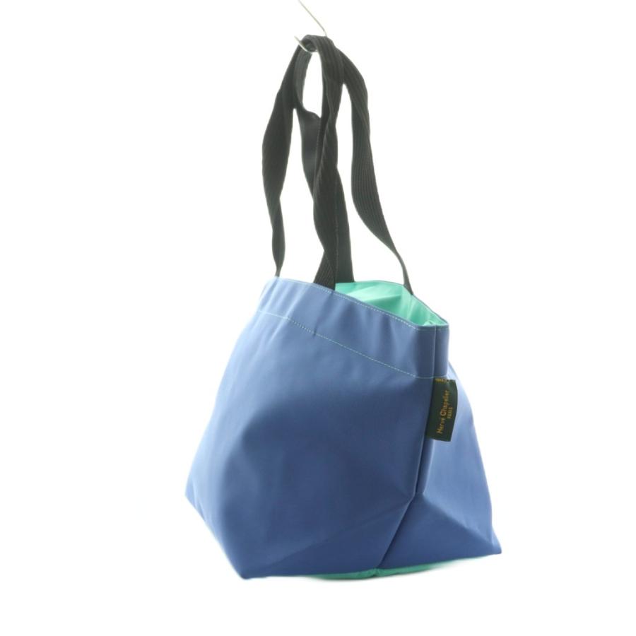 極美品✨エルベシャプリエ　ナイロントート　舟型ショルダーMLブルー×スカイブルー エルベシャプリエ Herve Chapelier ナイロン舟型ショルダーML