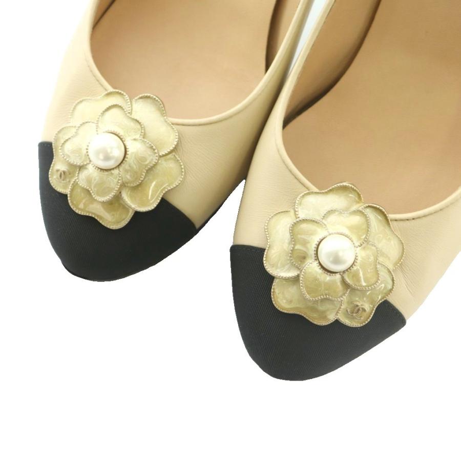 CHANEL（シャネル） カメリアパンプス ピンヒール バイカラー 38C 25.0