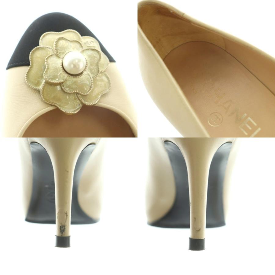 CHANEL（シャネル） カメリアパンプス ピンヒール バイカラー 38C 25.0