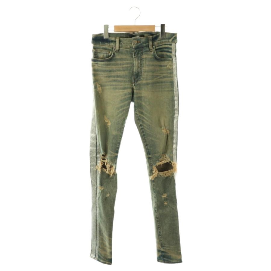 アミリ AMIRI サイドライン ダメージ加工スキニーデニムパンツ 