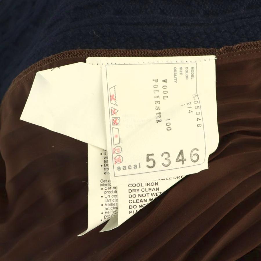 サカイ sacai ニット切り替えワンピース ロング 1 ネイビー ブラウン