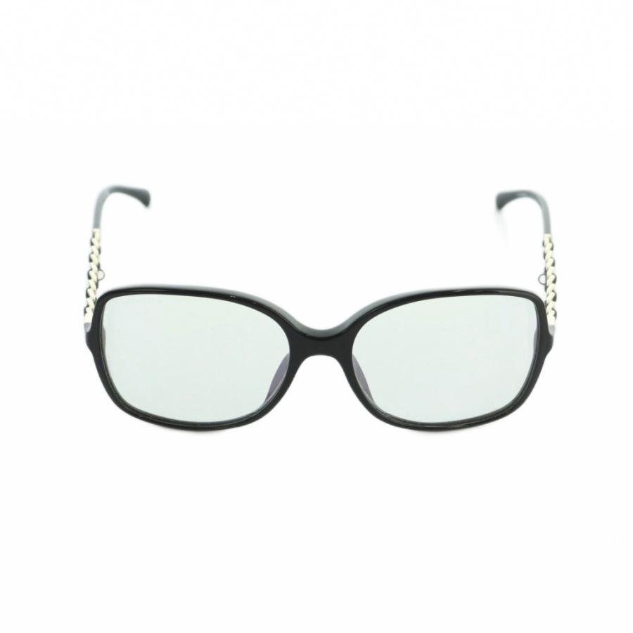シャネル CHANEL 眼鏡 セルフレーム スクエア チェーン付き 57□17-135 黒 ゴールドカラー 5210-S-A /MI ■OS ■OH レディースの画像