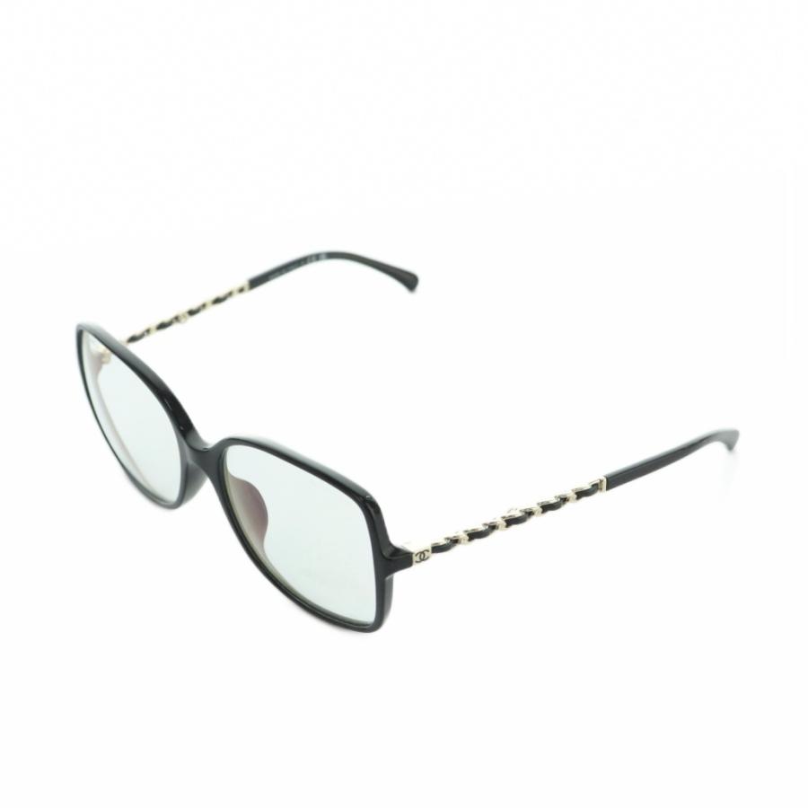 シャネル CHANEL 眼鏡 セルフレーム スクエア チェーン付き 57□17-135 黒 ゴールドカラー 5210-S-A /MI ■OS ■OH レディースの画像