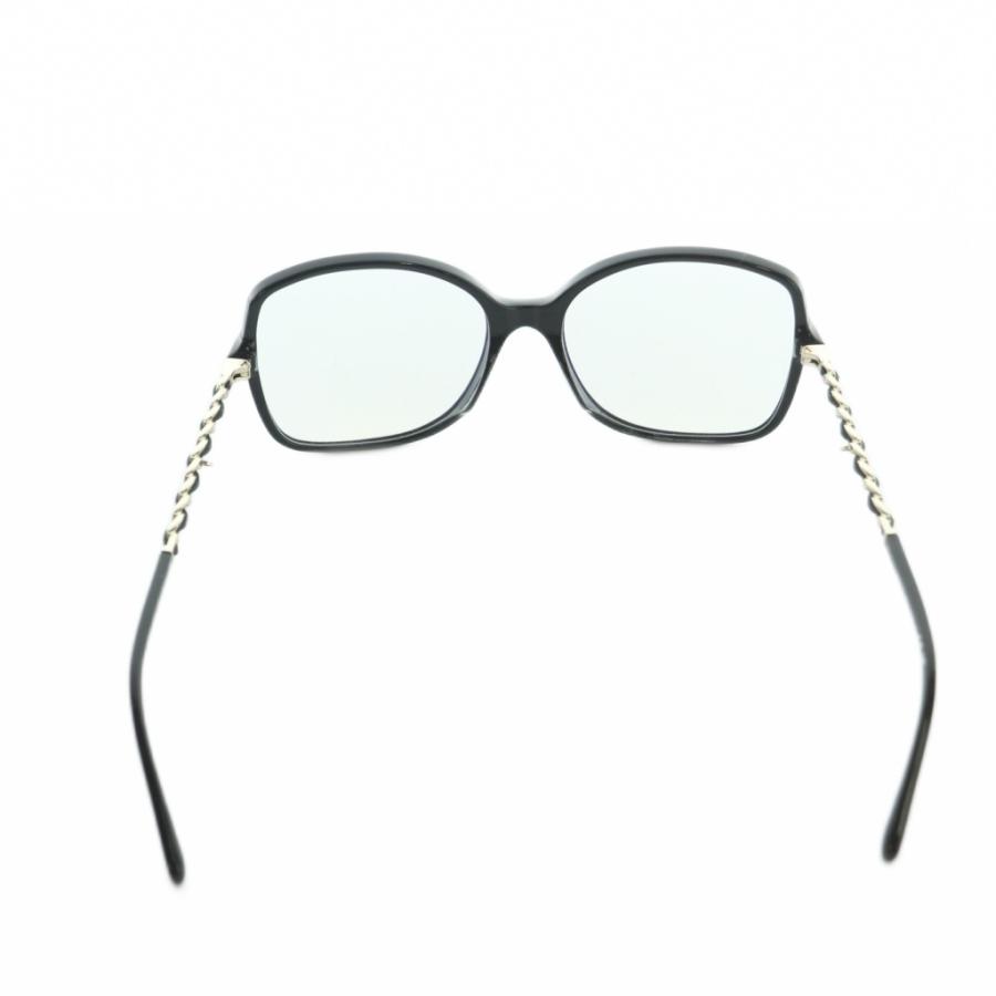 シャネル CHANEL 眼鏡 セルフレーム スクエア チェーン付き 57□17-135 黒 ゴールドカラー 5210-S-A /MI ■OS ■OH レディースの画像