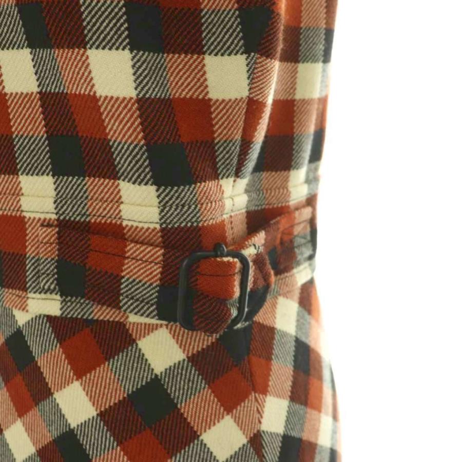クリスチャンディオール Christian Dior 051R05A1282 ウールチェックシャツワンピース ロング 38 ライトベージュ テラコッタ 黒 /NR ■OSの画像