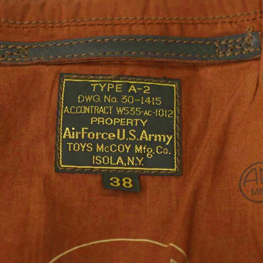 トイズマッコイ TOYS McCOY TYPE A-2 H OKAMOTO ARMY AIR FORCES フライトジャケット レザー アウター ジップアップ 38 ダークブラウンの画像