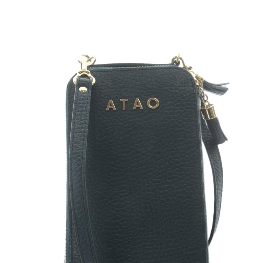 【未使用級】ATAO アミュレットケリー グリーン スマホショルダー ウォレット アタオ ATAO アミュレット・ケリー スマホショルダーポシェット ロゴ