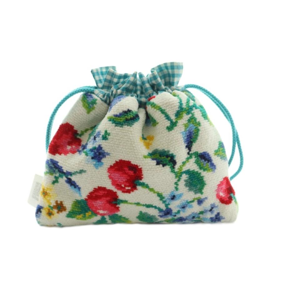 フェイラー FEILER スウィングチェリー ポーチ 巾着 総柄 白 ライト