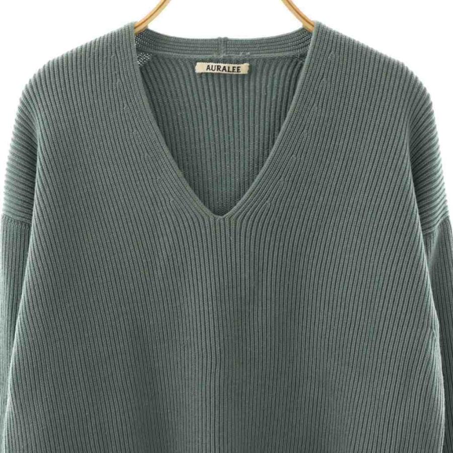 オーラリー AURALEE SUPER FINEWOOL RIB KNIT V NECK P/O ニット